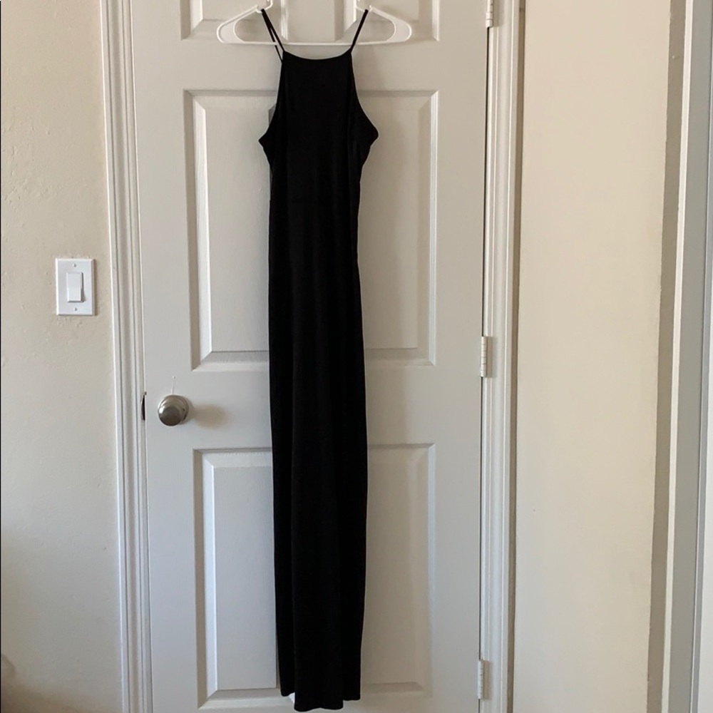 Black maxi halter dress with slits